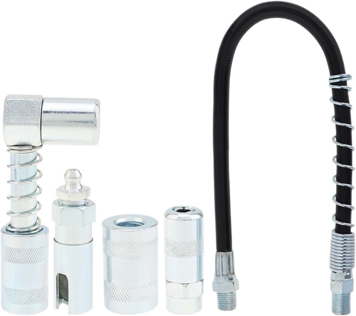 Vetspuit Slangset - Smeernippel Accessoires - Voertuigonderhoud - Precisie Koolstofstaal - 5 Delig - Zink