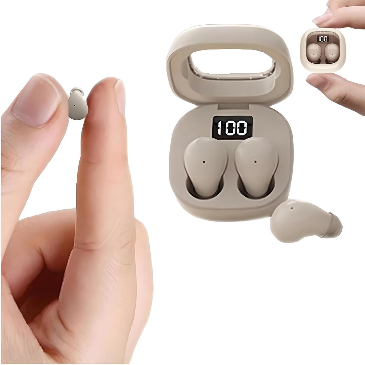 carmdering - Mini In Ear Kopfhörer - Draadloze Slaap Oordopjes - Bluetooth Headset - Fysieke Ruisonderdrukking - Zacht Siliconen - Ultra Lichtgewicht Design - Comfortabel Voor Zijslapers -Wit- 1 Set