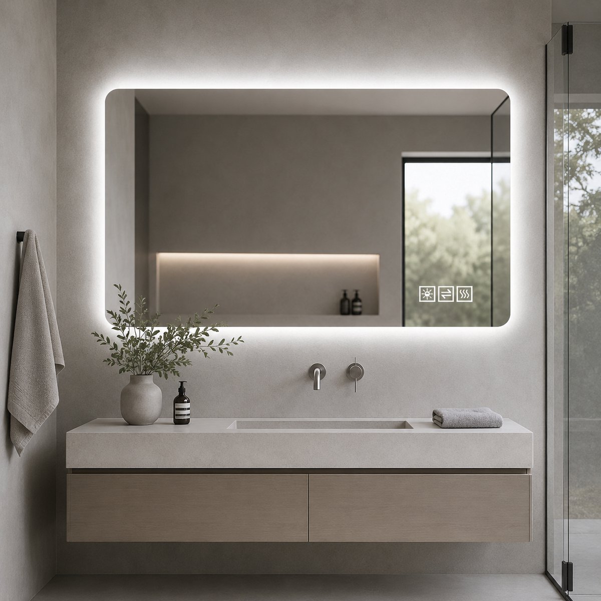 VVBV LED Badkamerspiegel 60x120 cm - LED-Verlichting, Dimbaar - Wit - Voor Badkamer