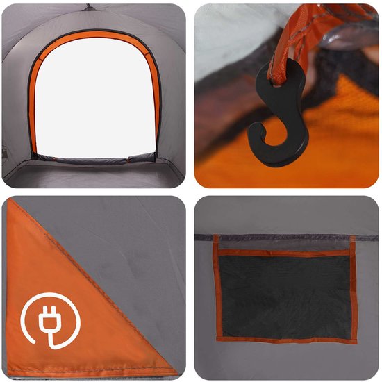 vidaXL - Auto - Tent - Grijs - en - Oranje - 200 - x - 170 - x - 170 - cm - Polyester - en - Staal van Vidaxl — afbeelding 5