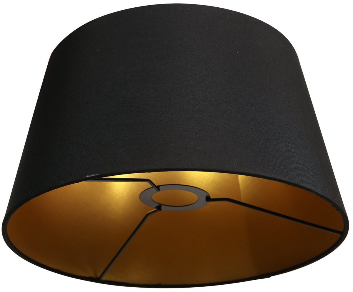 Zwart linnen lampenkap K5894SS ⌀30cm met E27 onder support - trendy Kappen - Mexlite