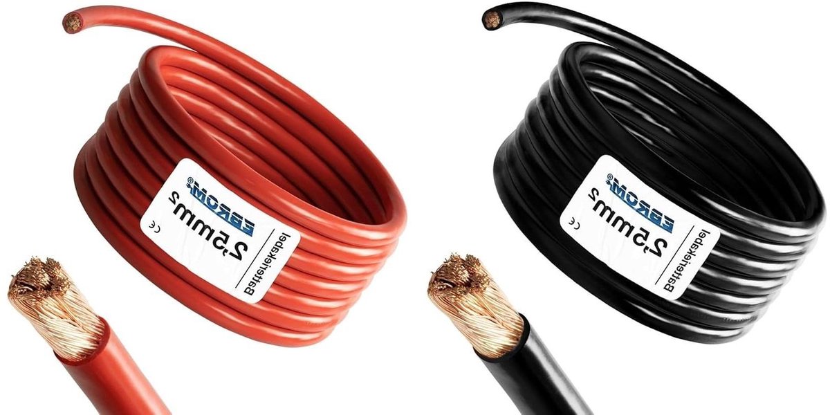 Accukabel op Maat - Batterijkabel Combi - Stroomoverdracht - Zuiver OFC Koper - Per Meter - Rood en Zwart