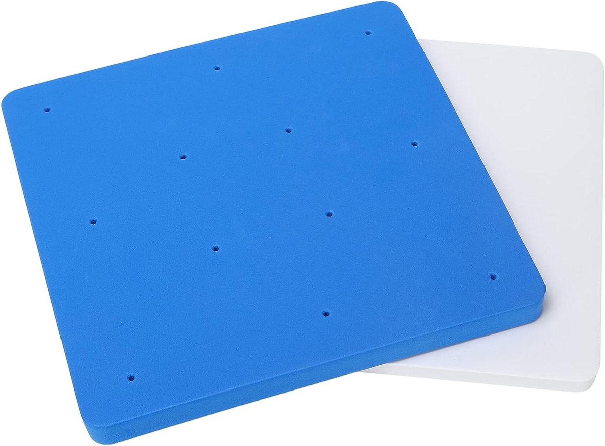 Schuimkussen Taartdecoratie - Fondant Mat - Bloemen Vormen - 12 Gaten Ontwerp - 2 Stuks 20 cm - Blauw Wit