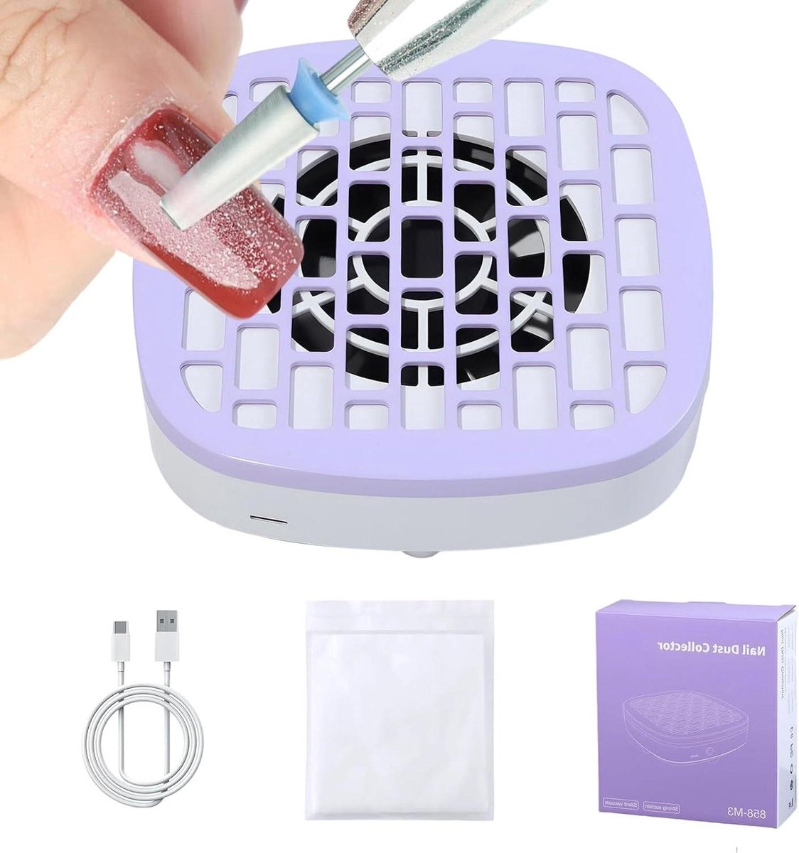 Nagel Stofzuiger - Nagel Ventilator - Manicure Schoonmaken - Laag Geluid - 17 x 17 x 5 cm - Wit
