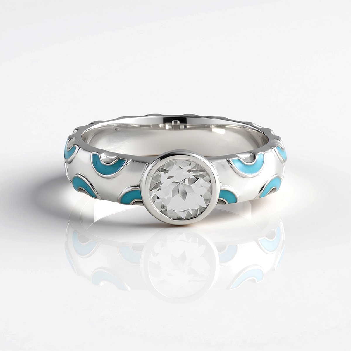 Cavill - Zilveren Ring - 925 Sterling Zilver - Witte Kwarts 0,657 ct - Braziliaanse Quartz - Ronde Bezel Zetting - Elegante Damesring