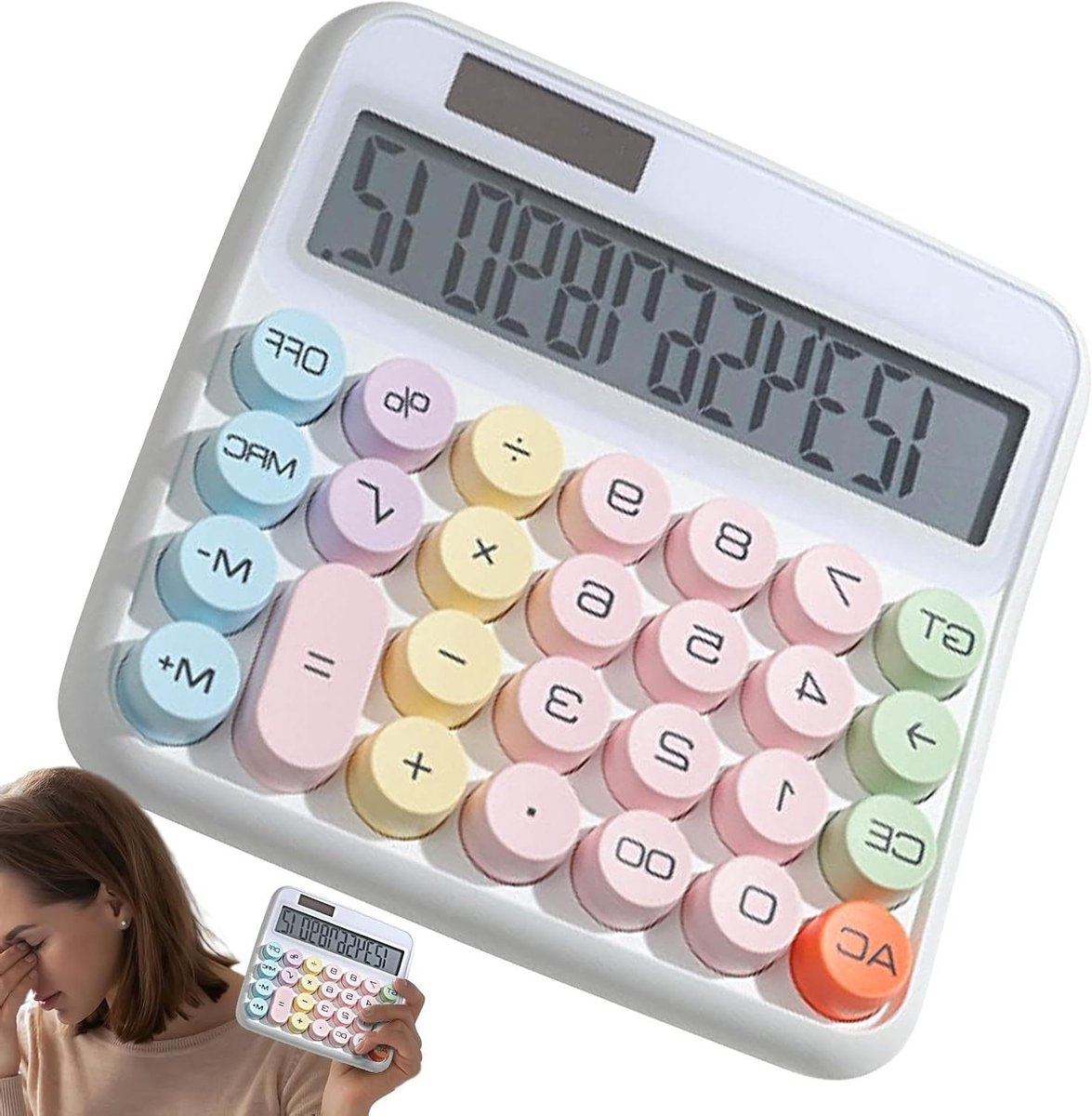 Grote Rekenmachine | 12 Cijfer Calculator Grote Toetsen,Kleurrijke Optelmachine met 13 cm LCD-scherm voor Hypotheek en Detailhandel Bedrijfsschool Bankieren Huis Boekhouding Studenten Werk