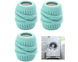 3-stuks Wasballen voor de wasmachine - Vloeibare vlekverwijderaarballen - Vlekverwijderende en reinigende ballen - Verwijdert dierenharen - 4,5*4,5*7 cm - Geschikt voor gebruik in de wasmachine met wasverzachter en andere vloeistoffen - Groen