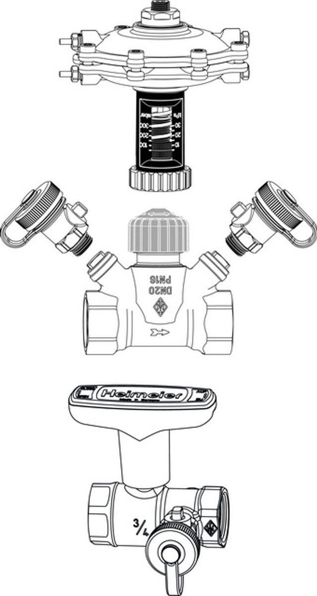 IMI Hydronic Engineering TA Differentiedrukregelaar TA-Multi Set 3 DN 15, met Globo H, ontluchting, roodbrons, 5850-02.801