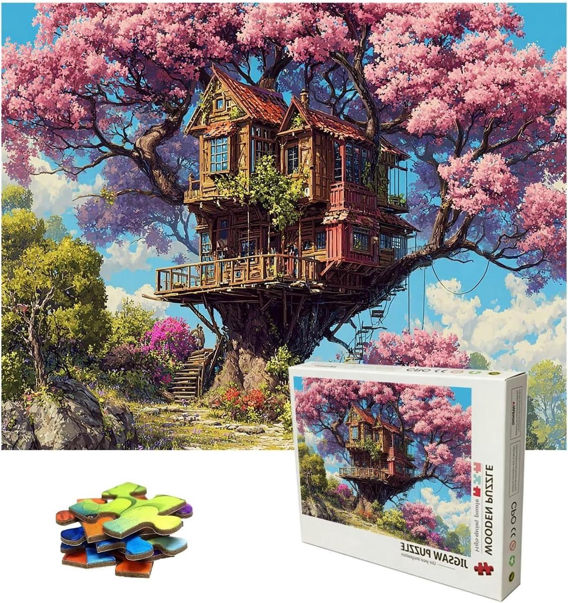 Legpuzzels Volwassenen - Houten Puzzels - Ontspanning Thuis - Anti-glare Afwerking - 1500 Stukjes - Boekwinkel Thema