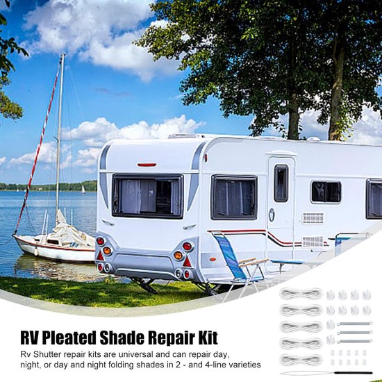 Camper Zonnescherm Reparatie - Raambekleding Set - Camper Onderhoud - Snelle Herstel Functie - 5x Koord 10x Katrol - Meerdere Kleuren — afbeelding 2
