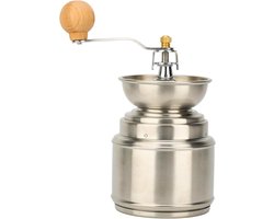 Handmatige Koffiemolen - Bonenmaler Roestvrij Staal - Verse Koffie Zetten - Massief Houten Accenten - Voor 2-8 Porties - Zilver