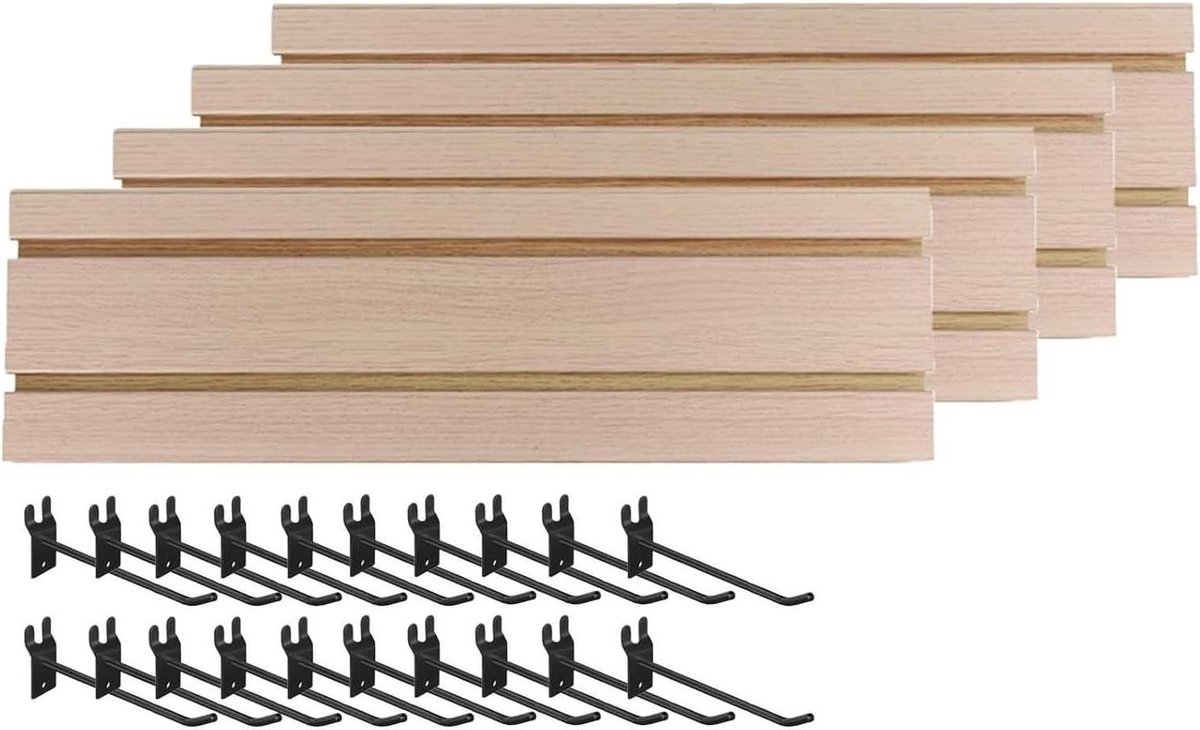 4 stuks lamellenwandpanelen, garagewandmontage PVC lamellen wandrek, in elkaar grijpende a