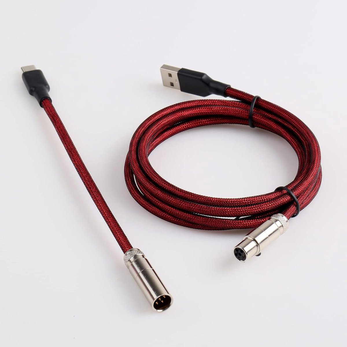 Mechanisch Toetsenbord Kabel - Afneembare Pilootconnector - Desktop Organisatie - Dubbelwandig Gevlochten - 170 cm - Rood