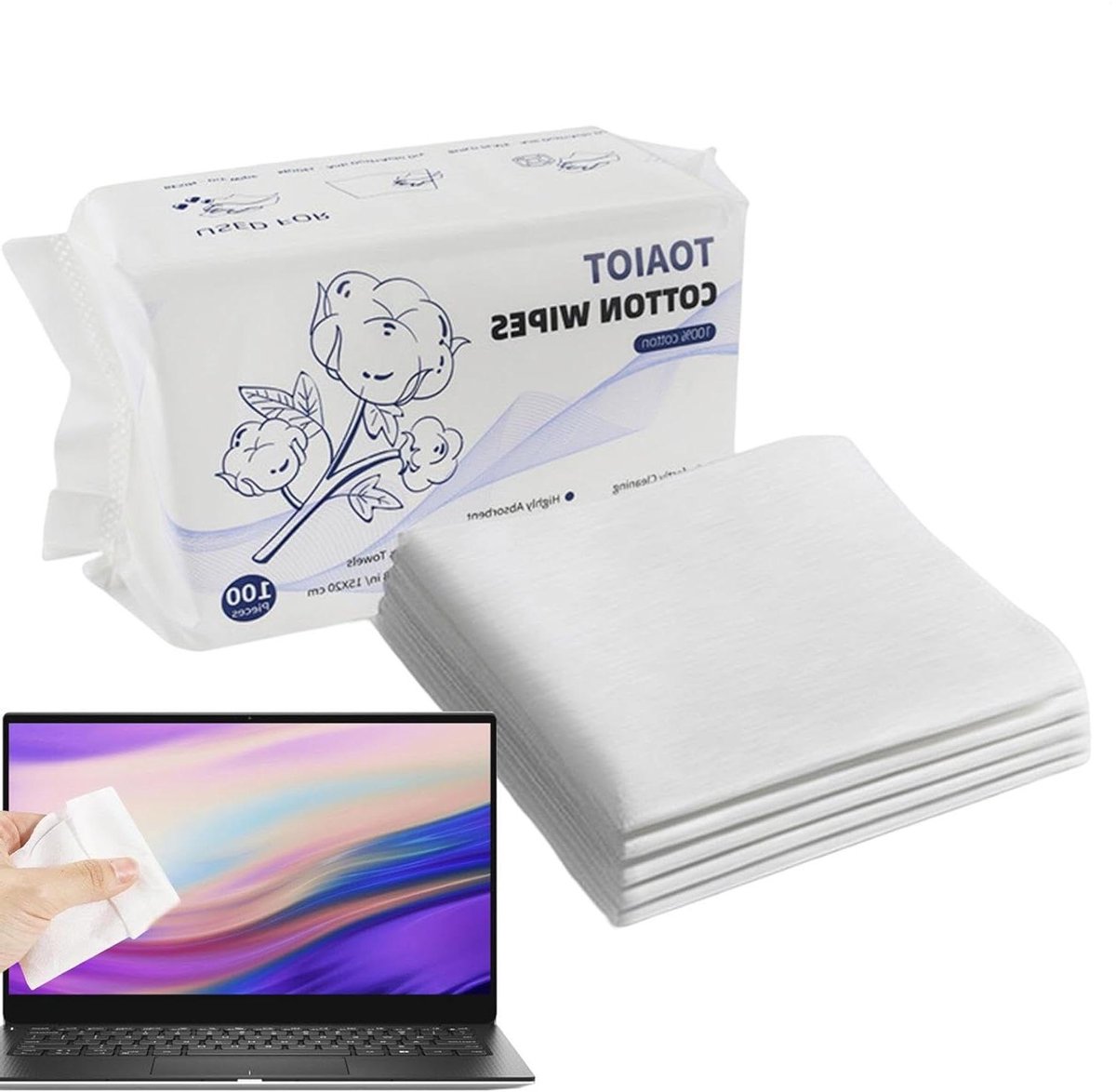 3D-printer Doekjes - Katoen Wipes - Precisie Reiniging - Pluisvrij Absorberend - 21x8x9 CM - Wit