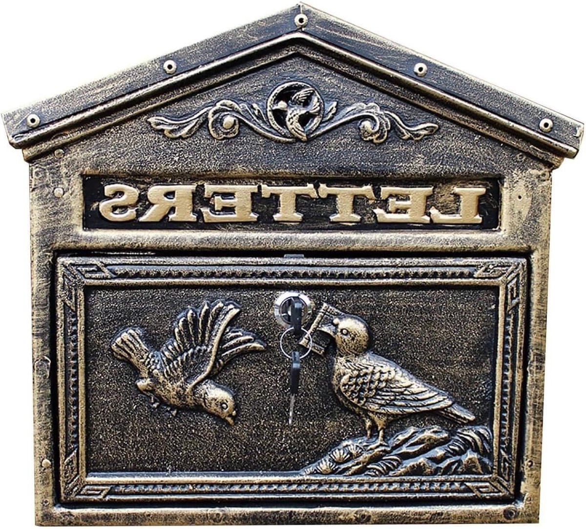 Brievenbus Gietijzer - Postbus Huisvorm - Post Ontvangen - Veilig Afsluitbaar - 34.5 x 31 cm - Messing