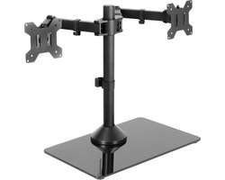 Monitor standaard - Dubbel scherm houder - Ergonomisch werken - Glazen voet - 2 schermen tot 32 inch - Zwart