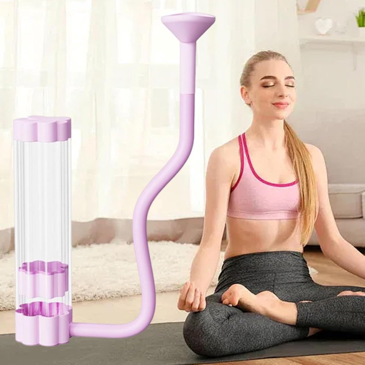 Longoefenaar Ademhalingstrainer - Ademhalingsapparaat - Verbeter Ademhaling - Versterkt Spiersones - 18 cm Lengte - Grijs