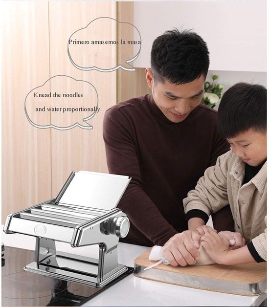 Pastamachine Handmatig - Noodlemaker Deegroller - Verse Pasta Maken - Roestvrijstalen Constructie - 6 Versnellingsstanden - Zilver — afbeelding 4