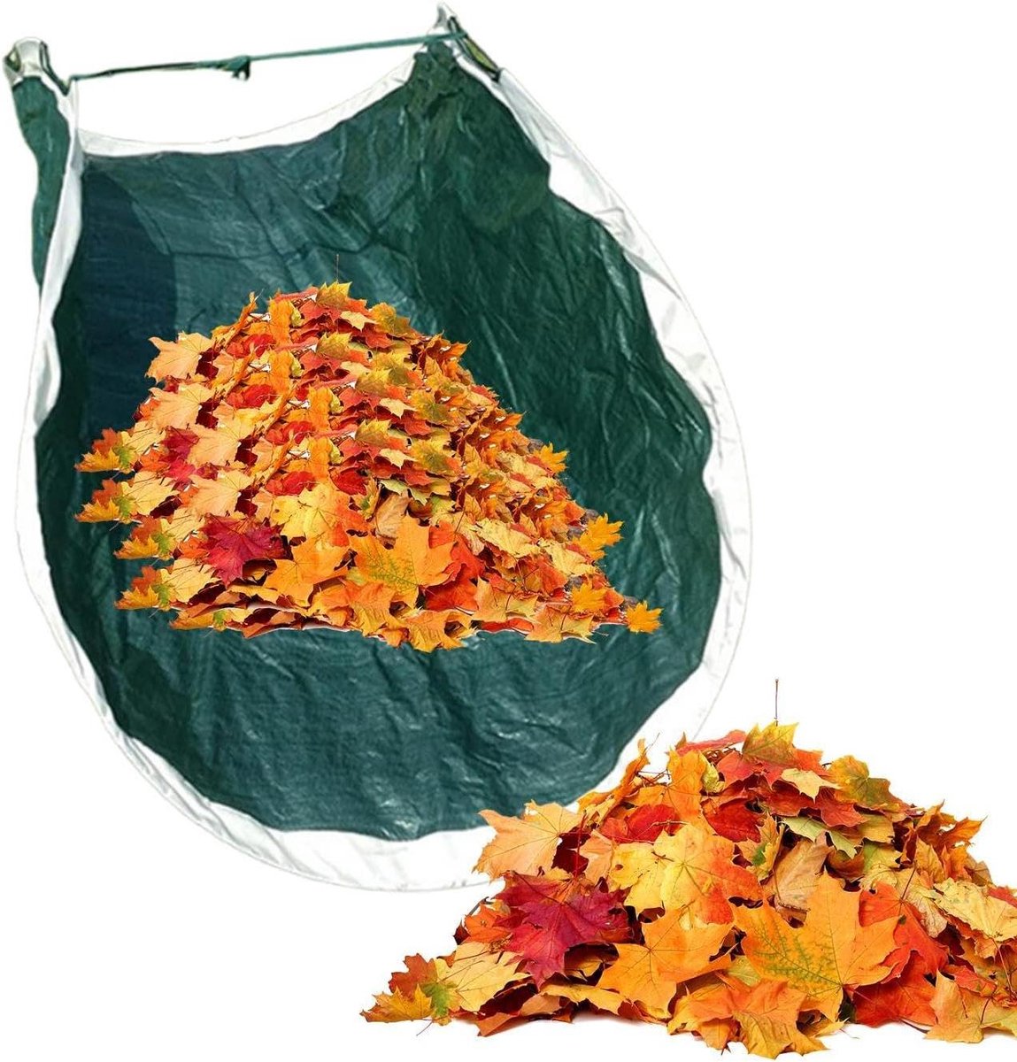 Graszakken Tuinafval - Bladverzamelaar Opbergzak - Buiten Opruimen - Opvouwbaar Met Stalen Ring - 145x145 cm - Groen
