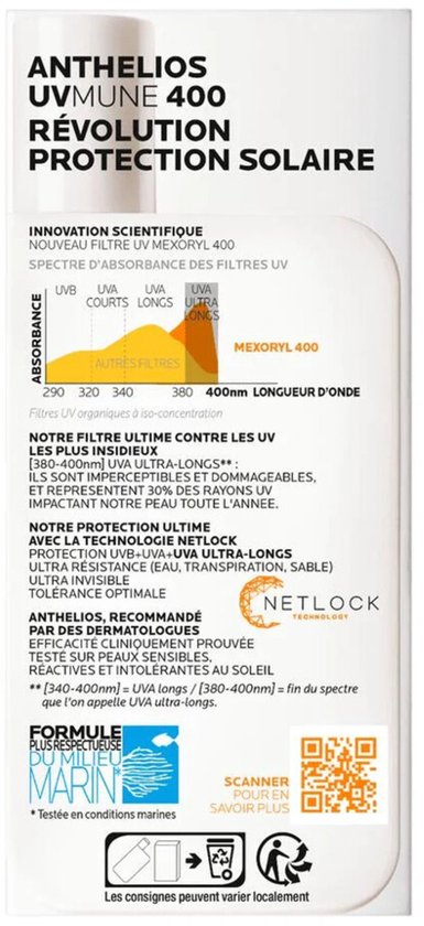 La Roche-Posay Anthelios UVMune400 - Crème solaire - Visage - SPF50+ - 50 ml