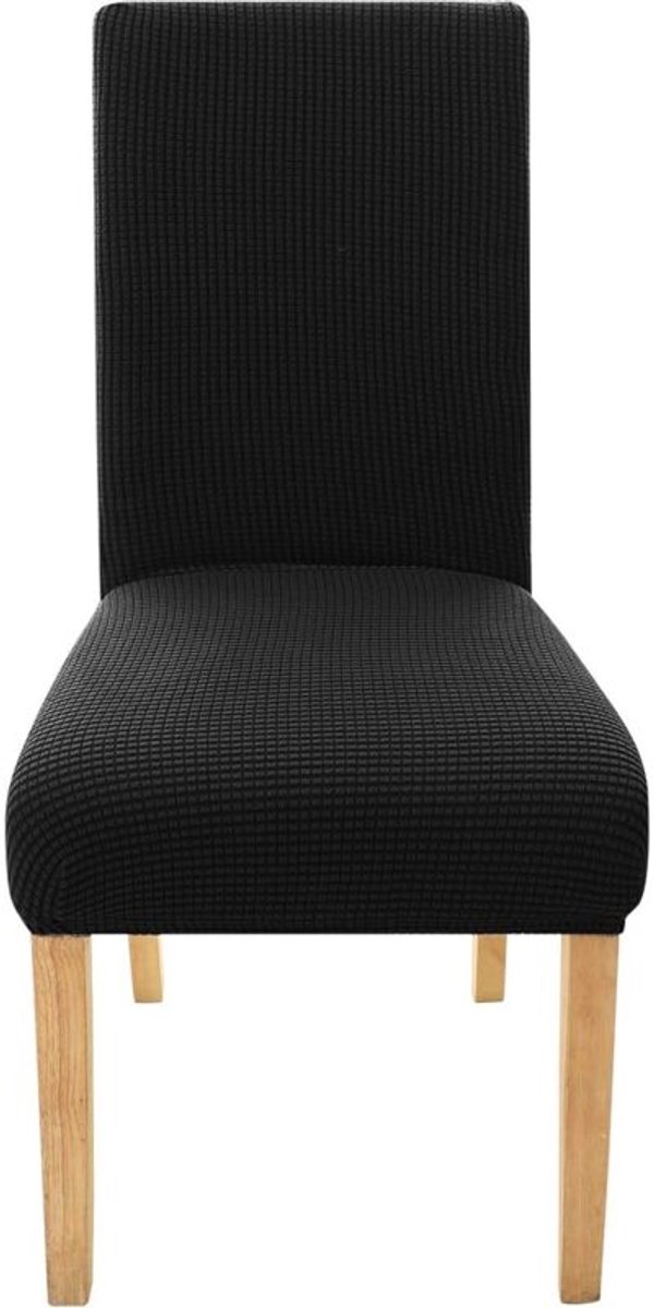 Elastische jacquard stoelhoezen voor bruiloften, wasbaar voor gebruik binnenshuis, betaalbaar, zwart, geschikt voor eetkamers.