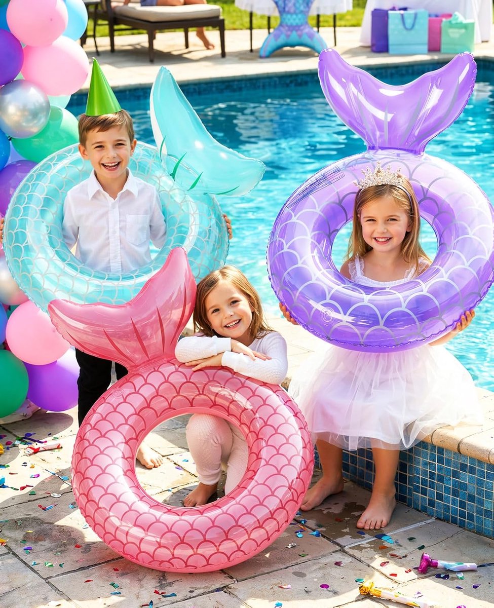 Zwemring Zeemeerminstaart 70 cm Paars – Halfdoorzichtig met Schubbenpatroon, Extra Dik en Veilig, Geschikt voor Kinderen 5-9 Jaar (20-35 kg) – foto 3