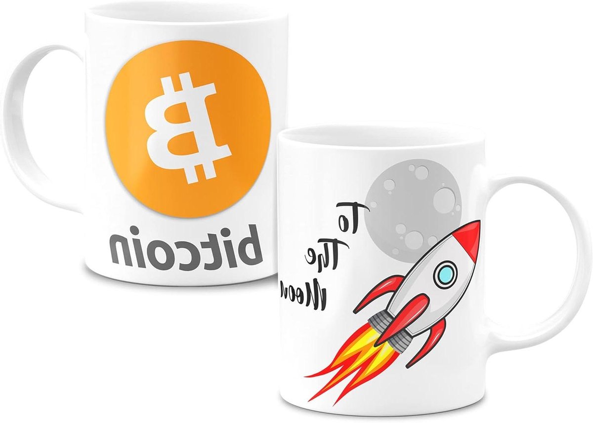Cryptocurrency Bitcoin Mug Personalized To The Moon White Ceramic Mug 330ml Original Gifts (Bitcoin)