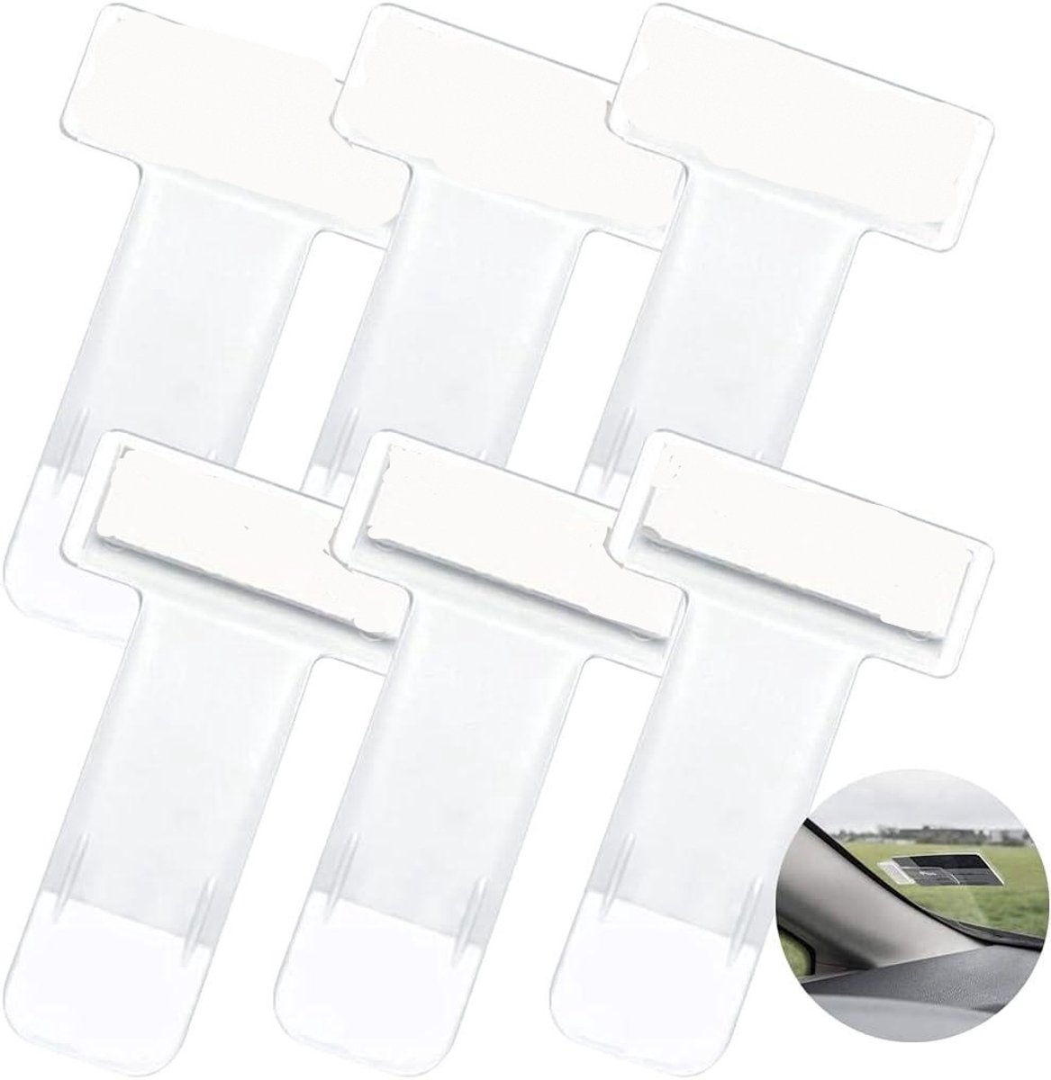 carmdering - Ticket Halterung Auto - Parkausweishalter - Selbstklebend Clips - Zichtbaar Parkticket - Vermijdt Boetes - Duurzaam Kunststof - Transparant Design - Universeel Toepasbaar - 6 Stuks