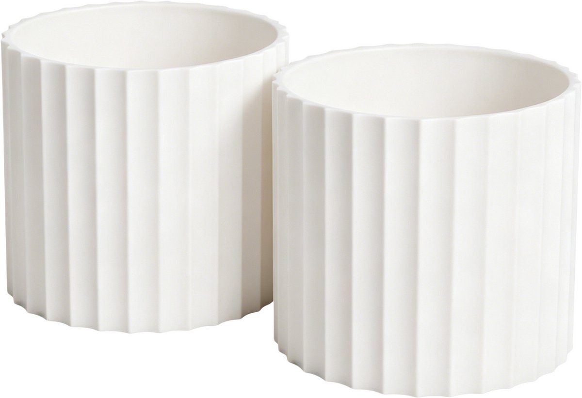 carmdering - Koffiekopjes - Espressokopjes - Keramieken Kopjes - Set van 2, 180 ml, 7,3×7 cm, mat wit, handvatloos - Met ribbels en antislip bodem - Magnetron- en vaatwasserbestendig - Voor espresso en cappuccino - Cadeau voor koffieliefhebbers