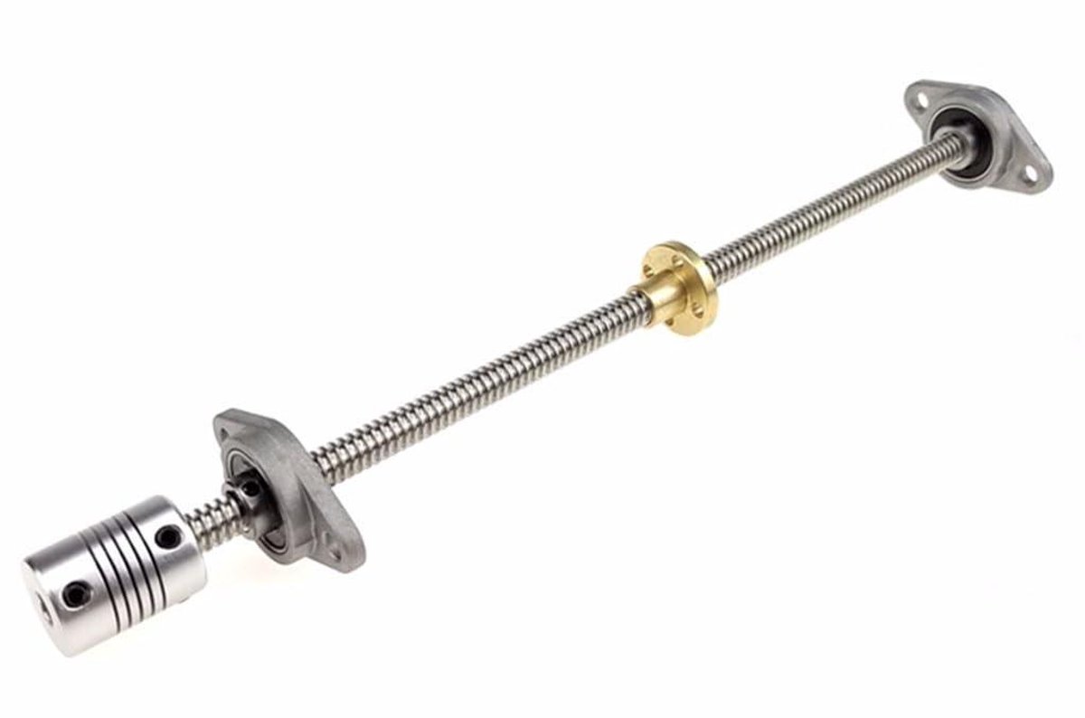 Loodschroefset - Messing moer - 3D printen - Roestvrij staal - 100-600 mm - Zilver