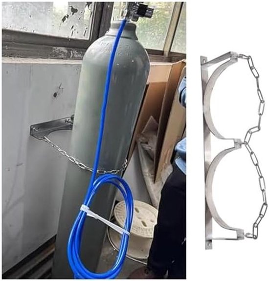 Flessenwagen Staal - Gasfleshouder Trolley - Flessen Vervoeren - Verrijdbaar Ontwerp - Voor 40L Flessen - Zilver — afbeelding 4