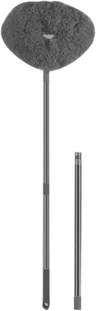 Plafondventilatorreiniger - Stofdoek met steel - Hoge plekken reinigen - Flexibele borstelkop - Verstelbaar 13-40 inch - Grijs