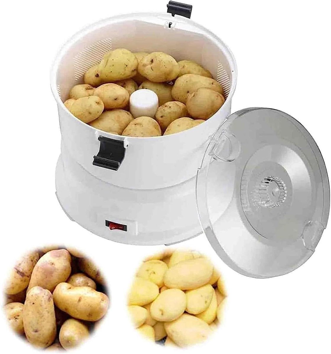 Elektrische Aardappelschiller - Automatische Groenteschiller - Snel Salade Bereiden - Eén Druk Op De Knop - 1 kg Capaciteit - Wit