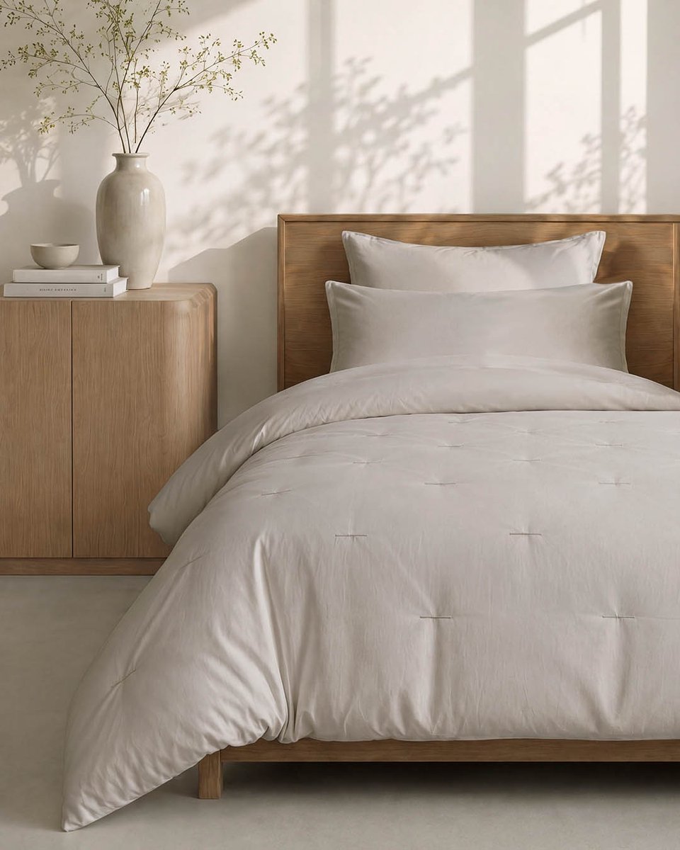 HOOMstyle Wasbaar dekbed zonder overtrek - 140x220 1 persoons met 1 kussensloop - Zand