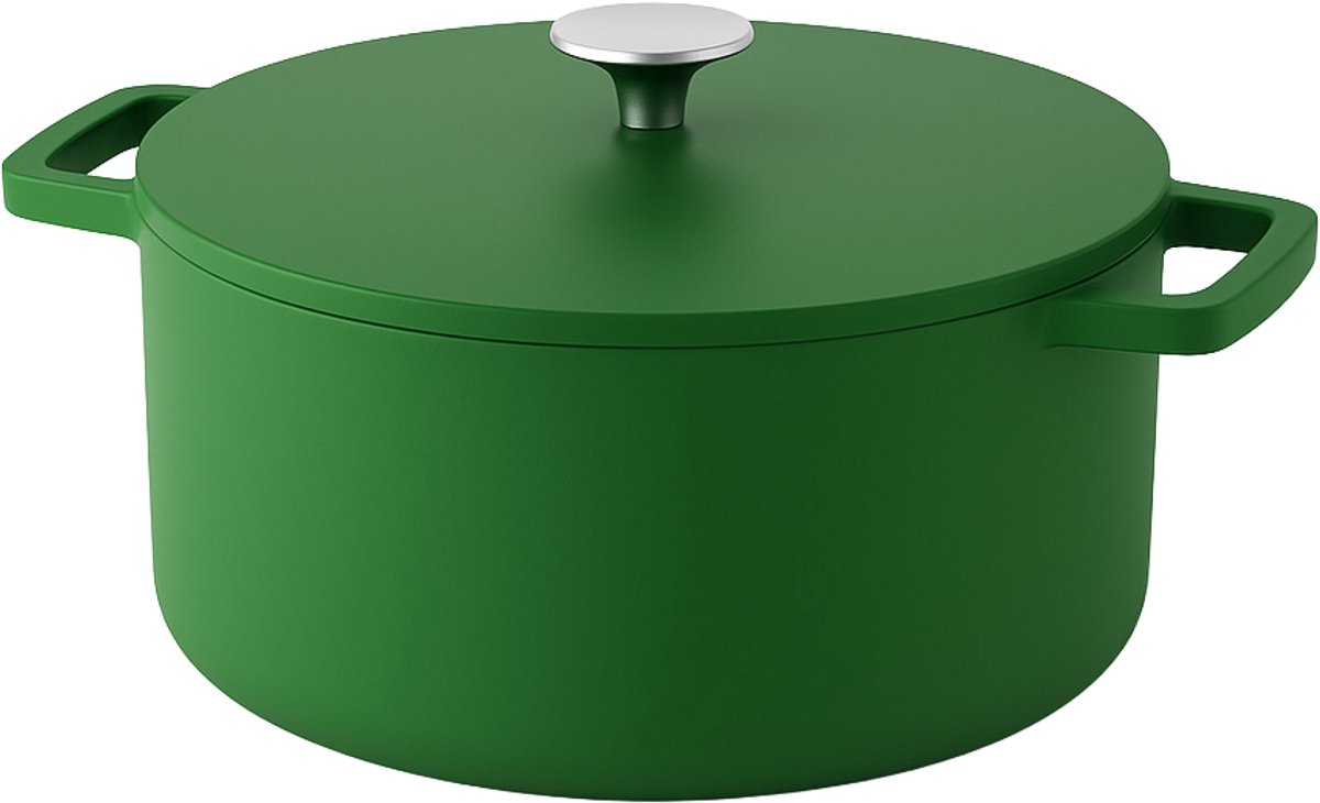 Cook & Pan Go Green Gietijzeren Braadpan 28 cm - 6.5 liter - PFAS vrij - Inductie - - Non stick - 25 jaar garantie Groen