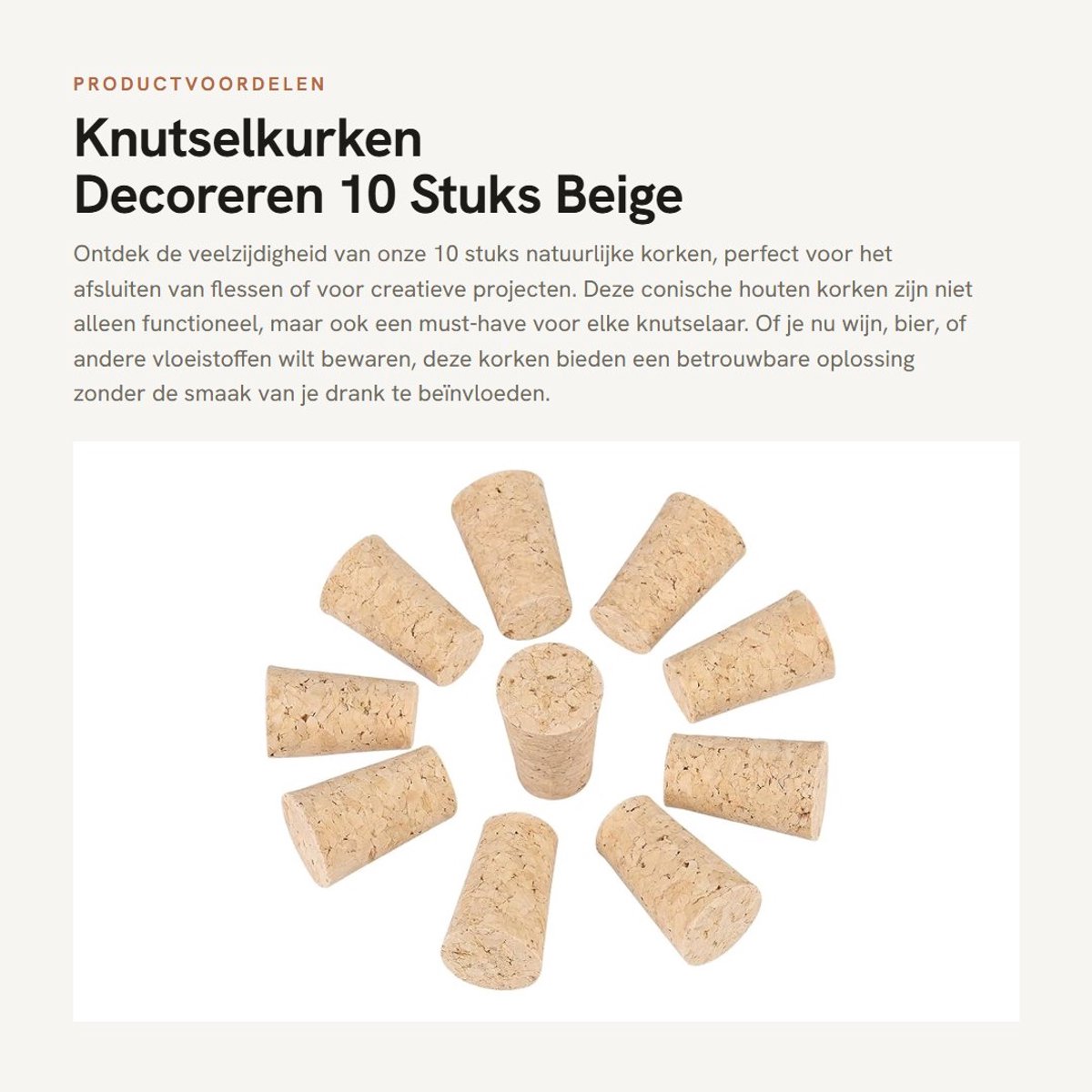 Dailygoods- Flessenkurk Natuurlijke Houten Stop - 10 Stuks - Wijnstopper - Decoreren - Knutselen - Luchtdichtheid