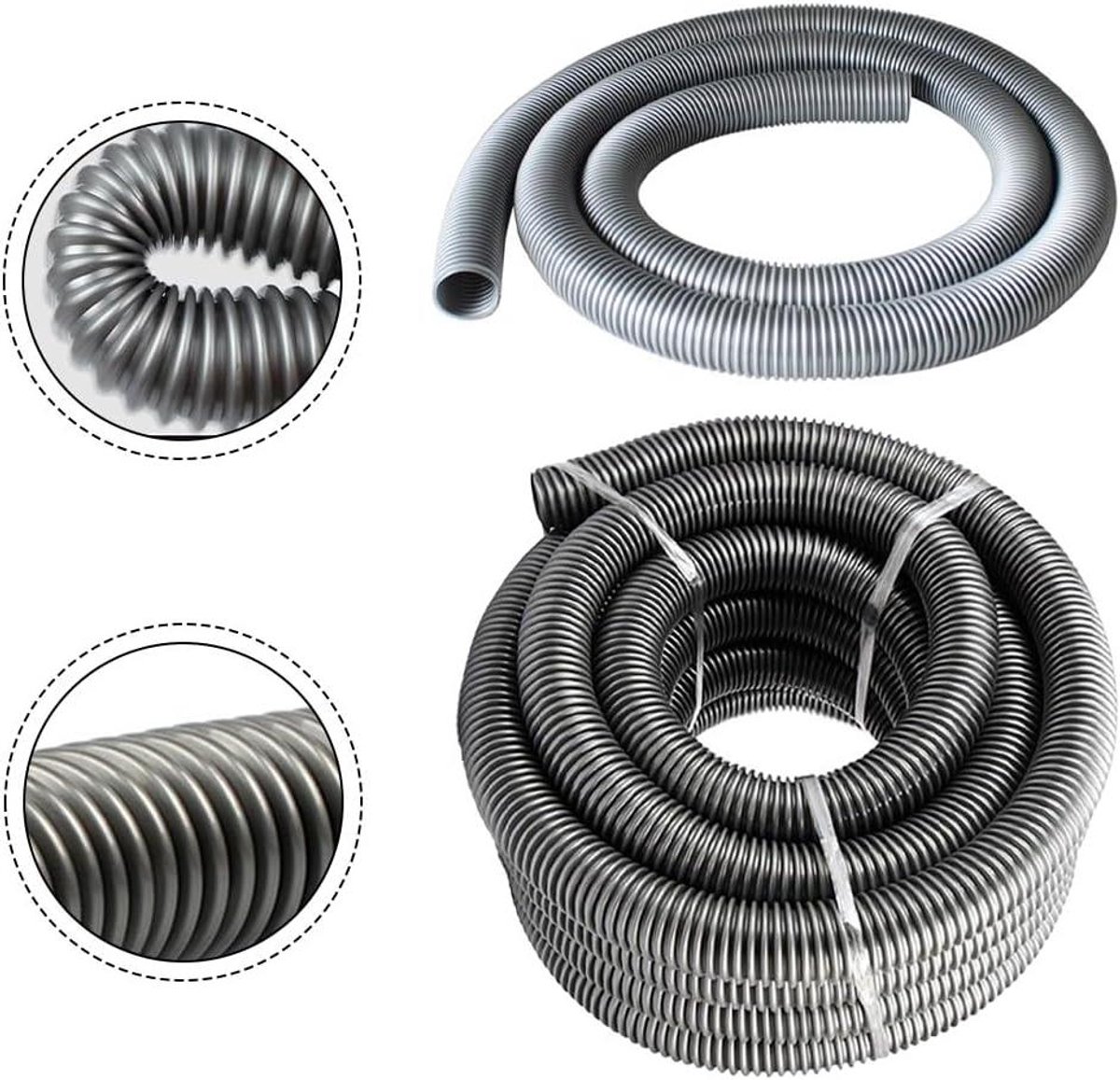 Stofzuigerslang - Verlengbuis Flexibel - Efficiënt Schoonmaken - Universele Diameter - 3 Meter Lengte - Grijs