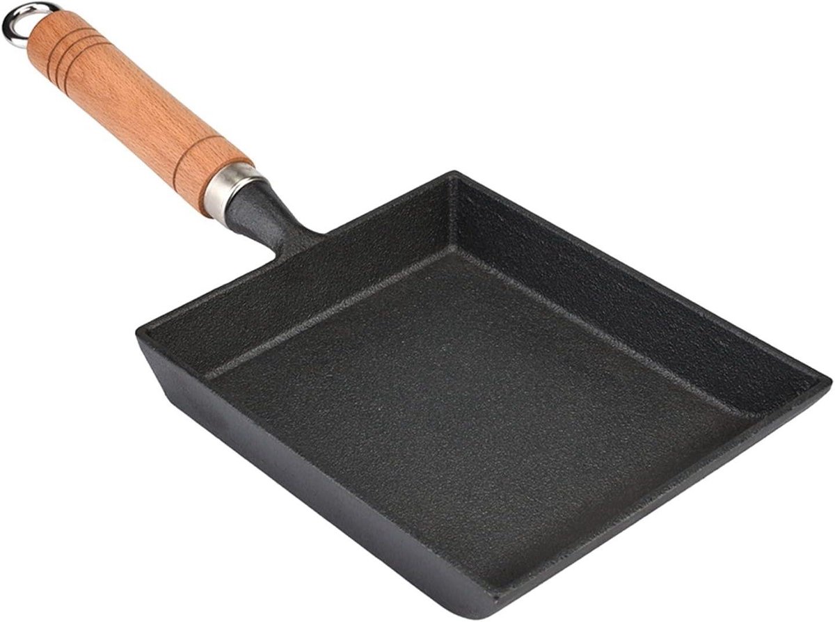 Mini Ei Pan - Tamagoyaki Pan Koekenpan - Ontbijt Bereiden - Gietijzeren Pan - 37 x 15.5 cm - Zwart