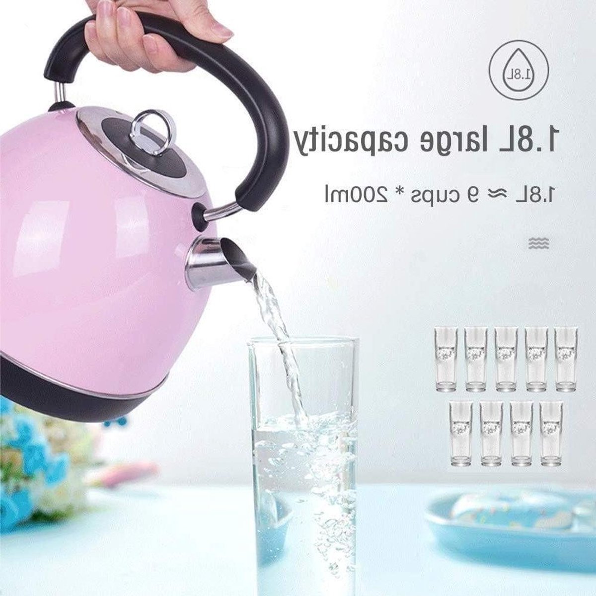 Elektrische Waterkoker - Roestvrijstalen Ketel - Snel Water Koken - Automatische Uitschakeling - 18 Liter - Geel