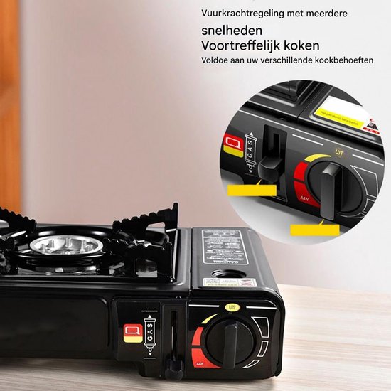 Camping kookset - Draagbaar fornuis - Outdoor koken - Automatische ontsteking - 37x29x11 cm - Zwart van Camping — afbeelding 4