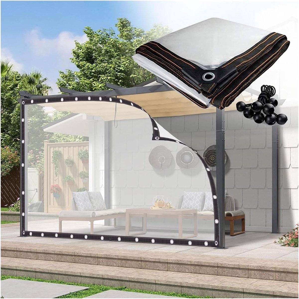 Pergola Dekzeil - Zijpanelen Afdekzeil - Buiten Beschermen - Waterdicht Winddicht - 2.5x2.5m - Transparant