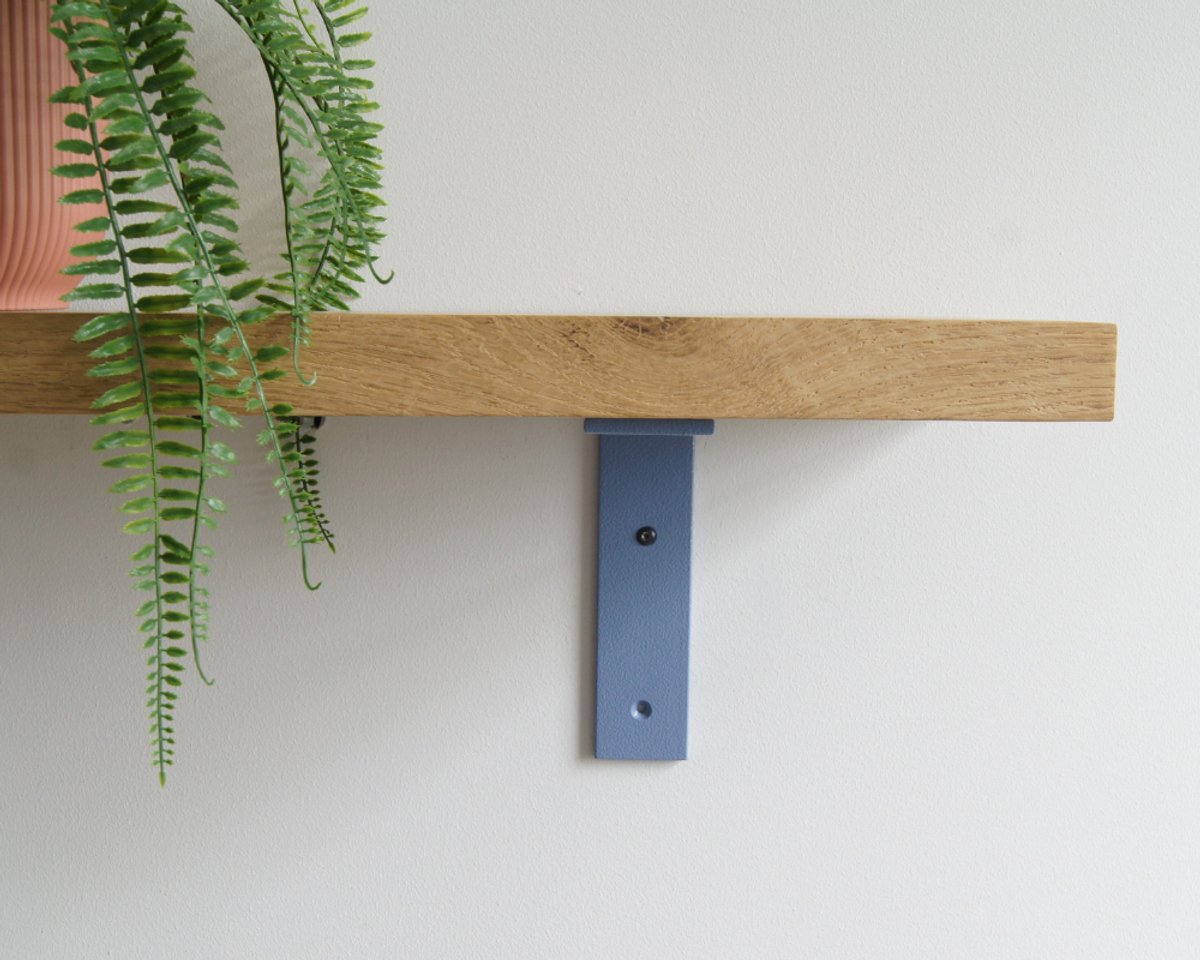 STERKSTAEL Ares Industriële Plankdrager Satijn Grijsblauw - Stalen Wandplank Steun - Voor plank vanaf 20 cm tot 30 cm - Kleur Grijs Blauw - inclusief bevestigingsmateriaal - Poedercoating - Wandsteun - 1 stuk