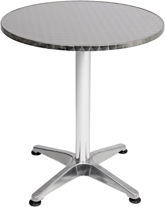 Bistrotafel Aluminium - Ronde Tafel - Buiten Zitten - In hoogte verstelbaar - Ø 60 cm - Zilver — afbeelding 4