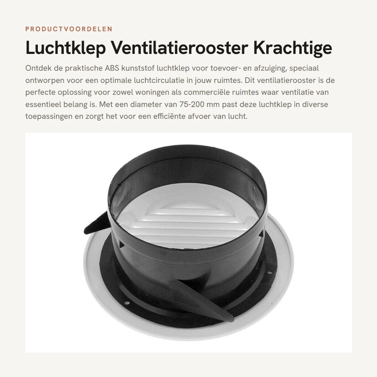 Dailygoods- Ventilatierooster 75-200 mm - Ventilatierooster Wit - Afzuigventiel - Luchtventilator - Schoepenrooster - Duurzaam Kunststof - Luchtventiel