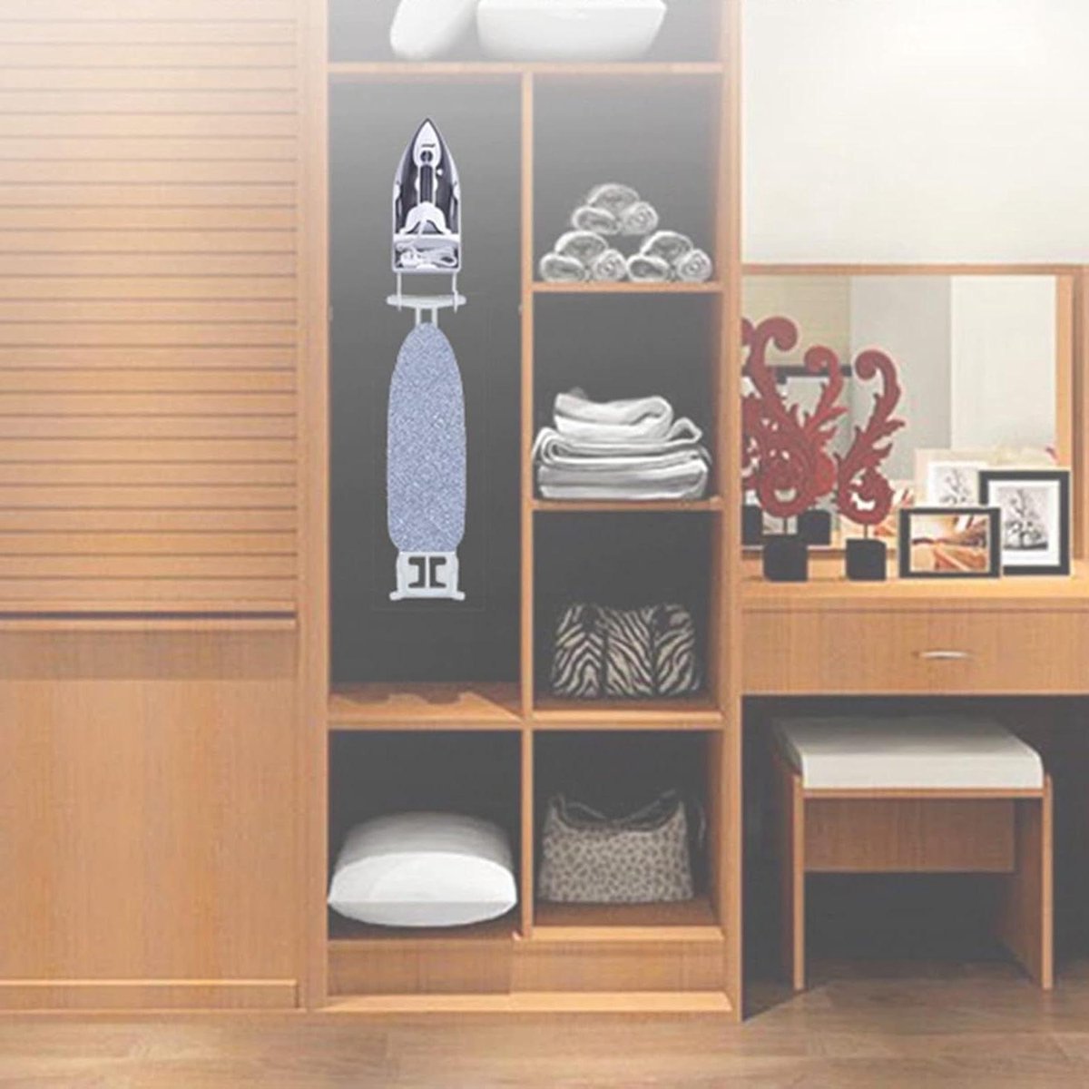 Strijkijzer Houder - Wandmontage Organizer - Veilige Opslag - Hittebestendig Materiaal - 32D x 16W cm - Wit