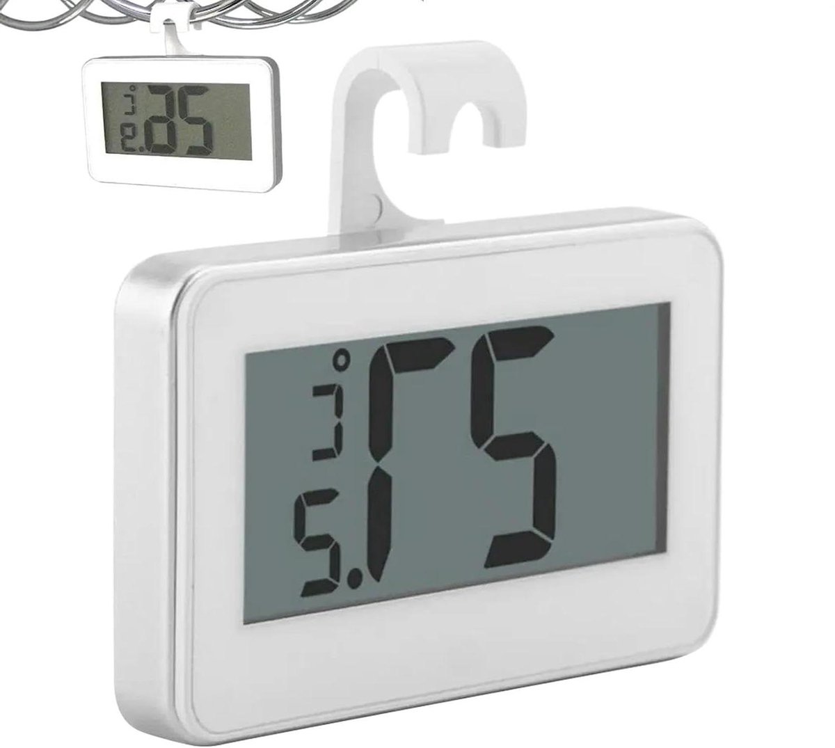 Digitale Koelkastthermometer - Temperatuurmeter Koelkast - Voedsel Bewaren - Waterdicht Ontwerp - 6.8 x 4.3 x 1 cm - Wit