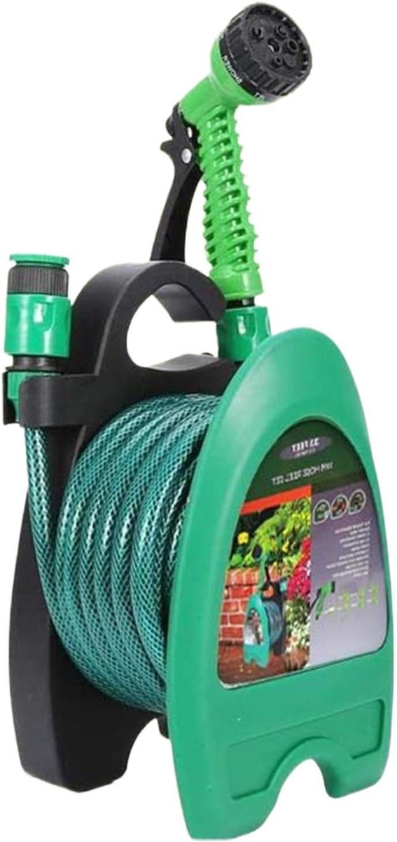Slanghouder Wandmontage - Slangrek Houder - Tuin Irrigatie - Compacte Afmetingen - Tot 10 Meter - Zwart