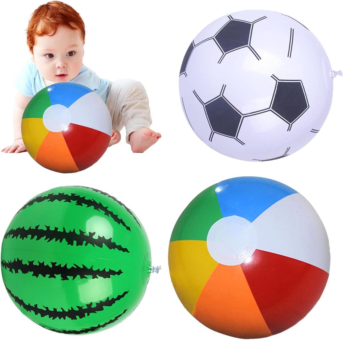 Strandballen Set - Opblaasbaar Speelgoed - Waterspel Plezier - Duurzaam PVC Materiaal - 30 cm Diameter - Multicolor
