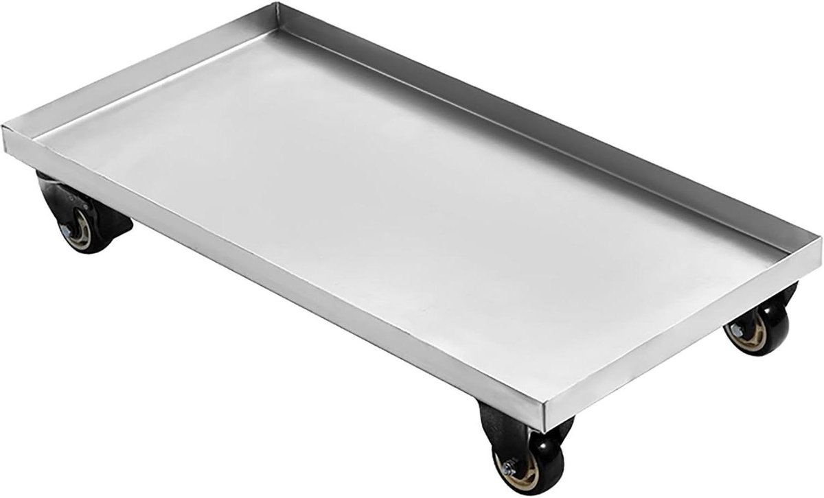 Metalen Lekbak - Afvoerpan Wasmachine - Apparaten Verplaatsen - Met Universele Wielen - Vele Maten - Zilver