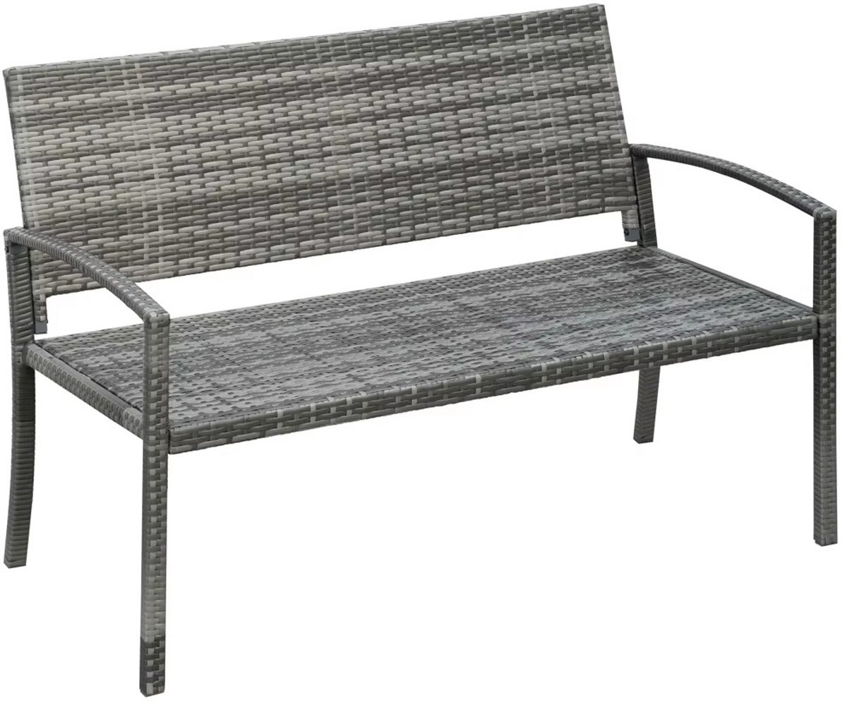 JOYNEXTBUY - Tuinbank Rotan Look – 2-Zits Balkonbank Stalen Frame – Weerbestendige Buitenbank – Draagvermogen max 320 kg – Grijs